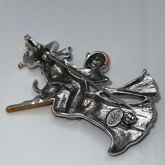 KIRK'S FOLLY BROOCH / CLIP PENDANT BLUE STELLA BY STARLIGHT WITCH SILVERTONE - Picture 8 of 9